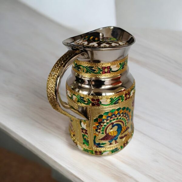 Handcrafted Meenakari Brass Water Jug – Traditional Indian Festival Decor & Gift
