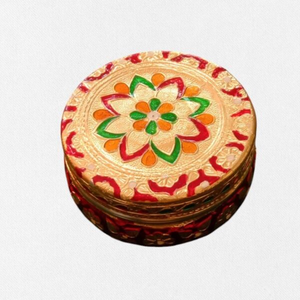 Handcrafted Meenakari Container Box – Decorative Dry Fruit & Sweet Storage for Indian Festivals & Gifting