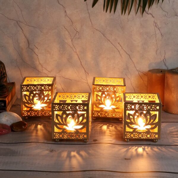 Lotus Etched T-Light Holder – Festive Indian Diya for Diwali & Home Decor