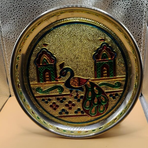 Handcrafted Meenakari Decorative Plate for Indian Festivals – Traditional Pooja Thali