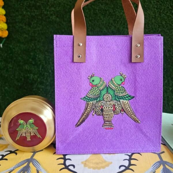 Brass Masala Box with Felt Bag